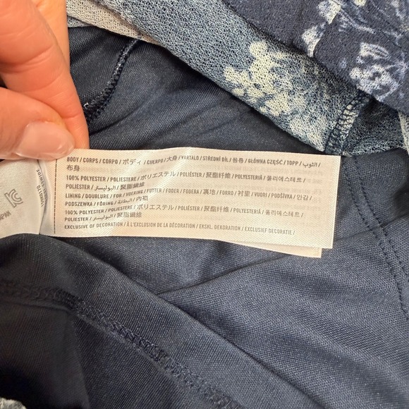 Abercrombie & Fitch Navy Blue Floral Ruched Mesh Maxi Dress Large Stretch NWT - Picture 7 of 10